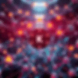 A visual representation of K Social posing a threat to Kaspa, showing a network with warning symbols and a central node under pressure.