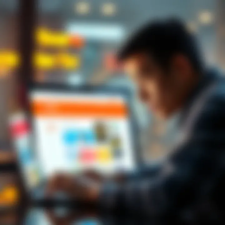 A person looking at the Thron4u.com website on a laptop with a concerned expression