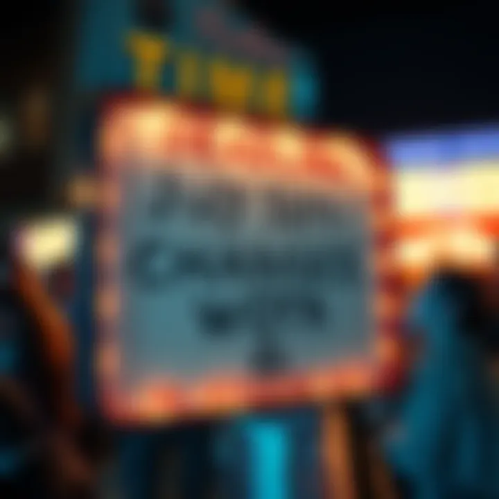 A humorous sign showing a deadline change from July 14th to an indefinite date, with people laughing around it.