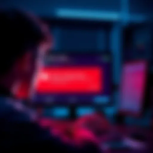 A frustrated person looking at a computer screen, showing a cryptocurrency wallet error message