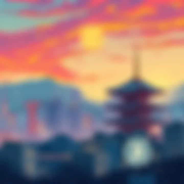 Illustration showcasing tokenized deposits with a digital currency symbol in Japan's skyline