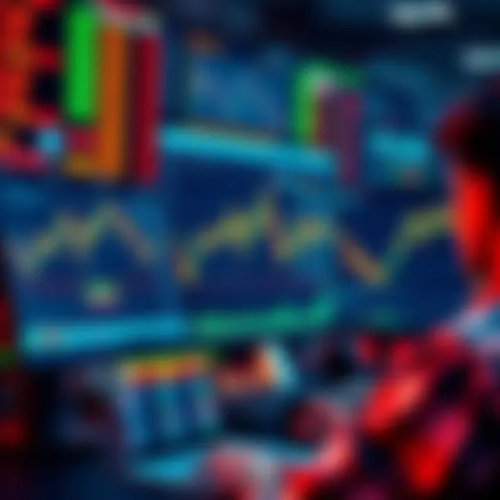 A person trading tokenized stocks of major companies like Apple, Tesla, and Amazon on a digital platform at a computer.