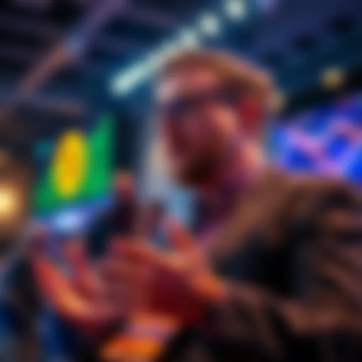 Tom Lee speaking about Bitcoin market trends during a financial conference, expressing confidence in his forecasts.