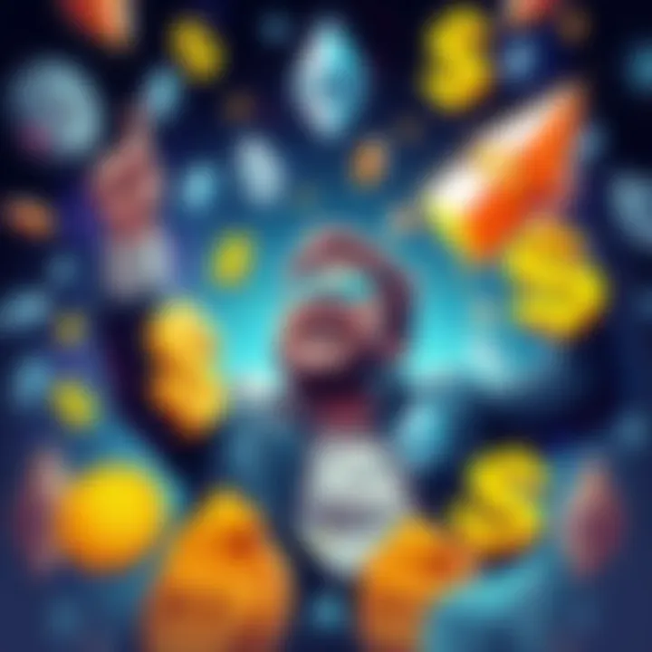 A graphic showing Tom Lee celebrating while surrounded by symbols of Ethereum and dollar signs, representing over $10 billion in staked ETH.