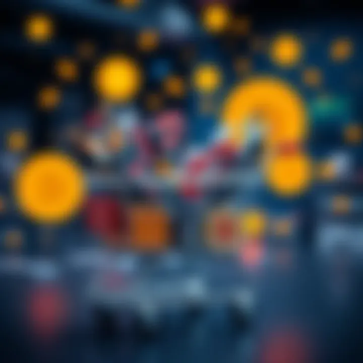 A tool cart filled with various tools and Bitcoin symbols in the background, symbolizing investment interest.