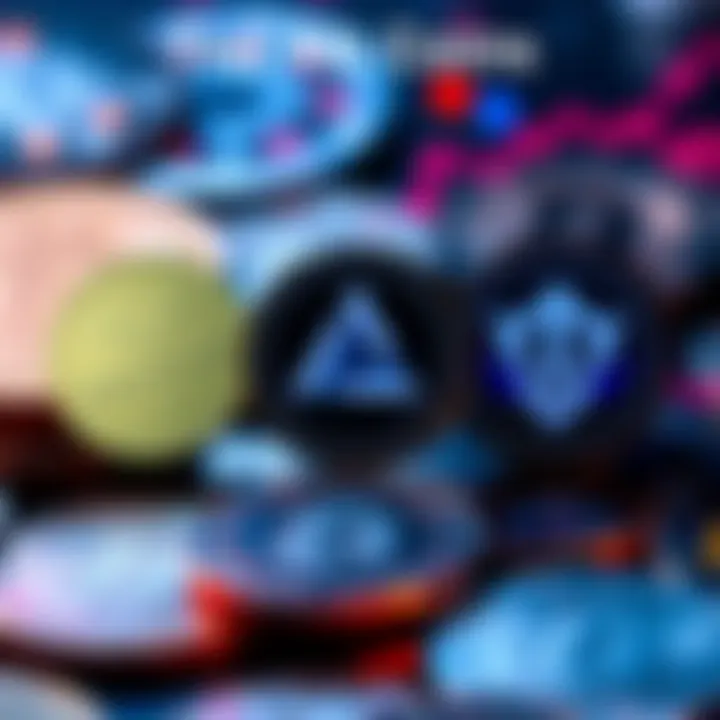 A graphic showing the logos of XRP, Solana, and SUI with a backdrop of digital coins representing cryptocurrency investment.