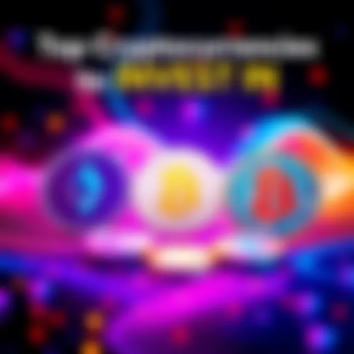 A visually appealing graphic displaying the logos of popular cryptocurrencies like Ethereum, Solana, and Bitcoin on a colorful background, symbolizing investment opportunities.