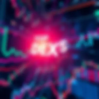 Overview of leading decentralized exchanges for stock trading with charts and graphs showing market activity