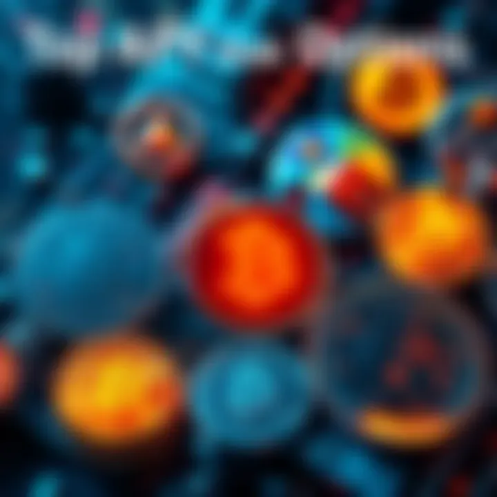 A graphic showing various cryptocurrency coins with their respective high APYs highlighted, symbolizing the best staking choices available.