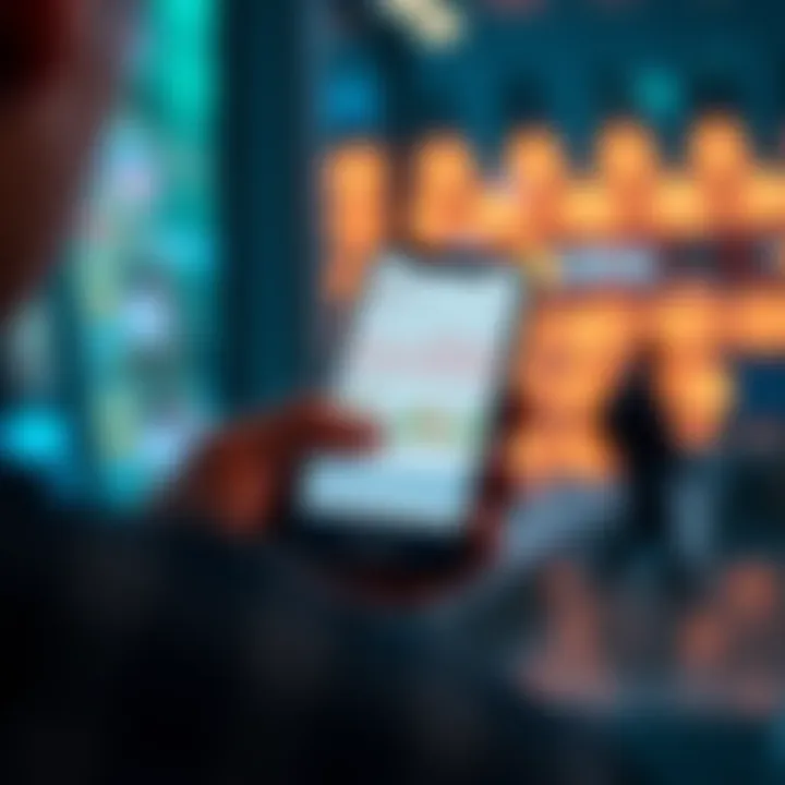 A person using a smartphone app to track their Algorand crypto portfolio with graphs and wallet details displayed on the screen.