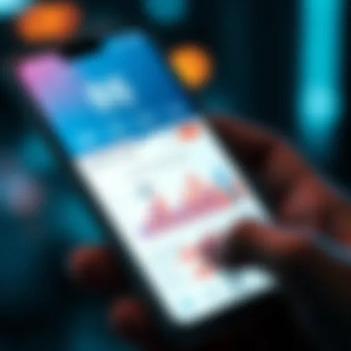 A smartphone screen displaying data tracking features and graphs showing shared GB data usage over time