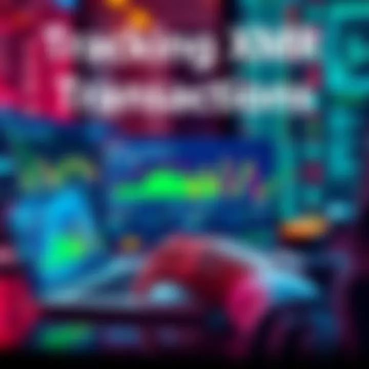 A person using a laptop to check their XMR transaction history, looking at digital charts and data