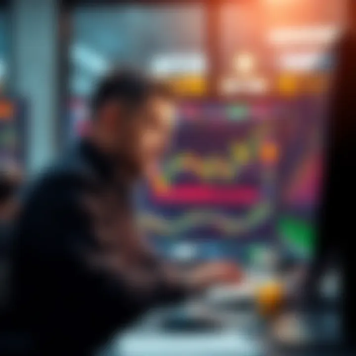 A trader analyzing cryptocurrency charts on a computer screen, showing disappointment after a bad memecoin investment experience.