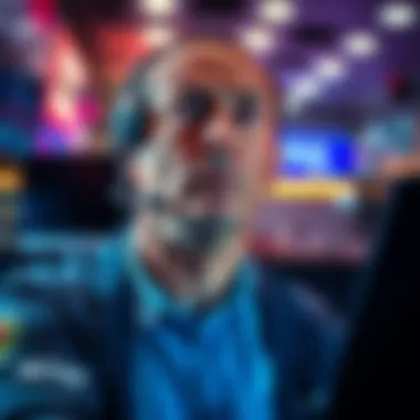 A trader looks shocked and distressed after losing money due to a market dip while using high leverage.