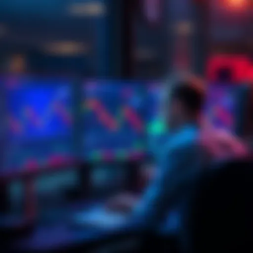 A trader sits in front of a computer displaying XRP charts, looking distressed over lost potential gains.