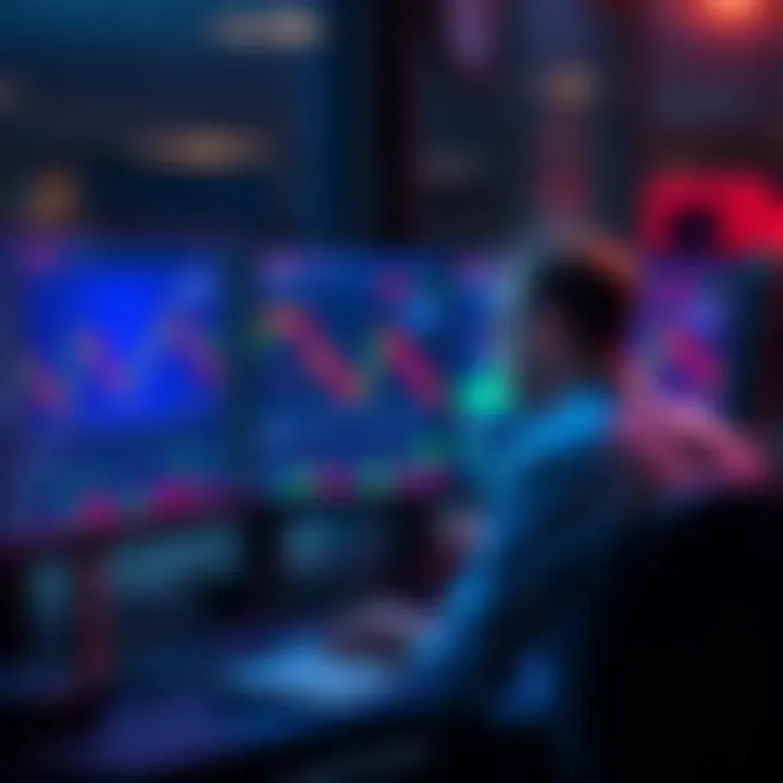 A trader sits in front of a computer displaying XRP charts, looking distressed over lost potential gains.