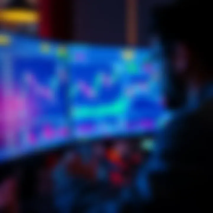 A trader focused on a computer screen displaying a vibrant exchange platform with graphs and charts, highlighting usability and key trading factors.