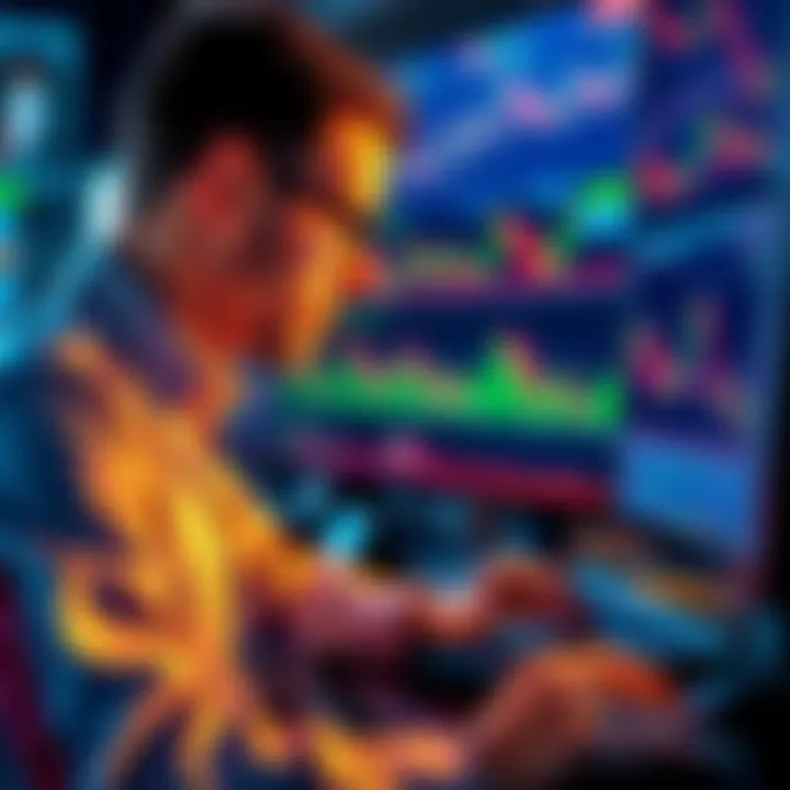 Trader analyzing stop loss adjustments A trader looking at charts and graphs on a computer screen, contemplating when to adjust entry or stop levels in trading