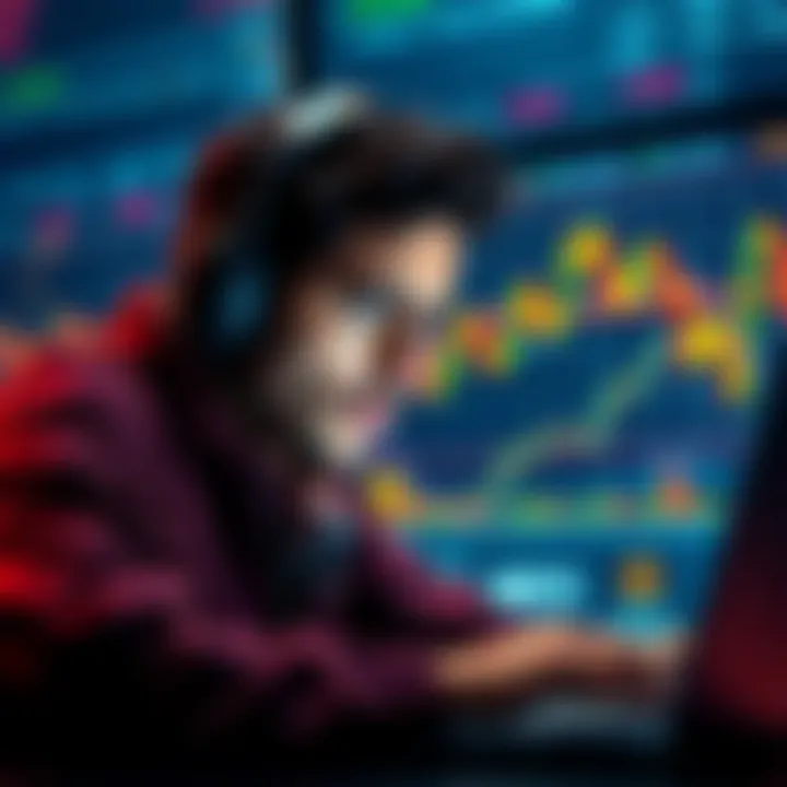 A trader looking worried while checking their Binance account on a laptop with a currency chart in the background