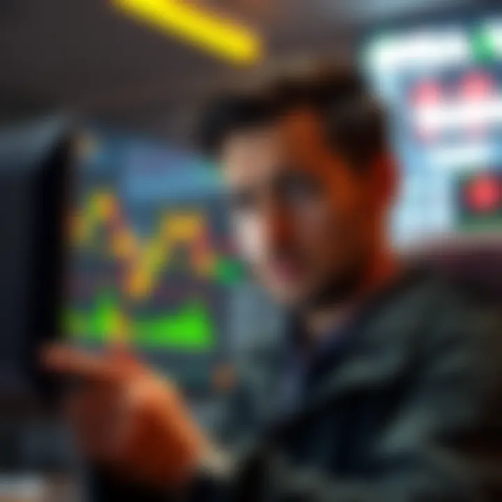 A trader looks confused while reviewing his trading chart showing a sold asset at a higher price but showing a loss due to fees and slippage.