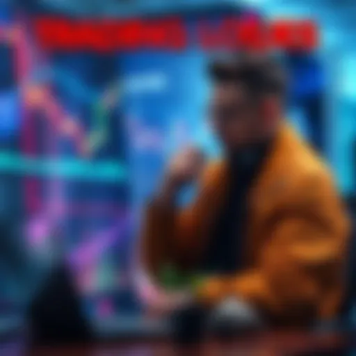 A trader looking at charts and a laptop, reflecting on a recent £1800 trading loss in cryptocurrency