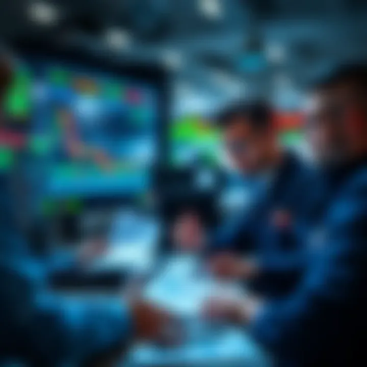 Beginner traders examining charts and graphs in a discussion about slow market reversals