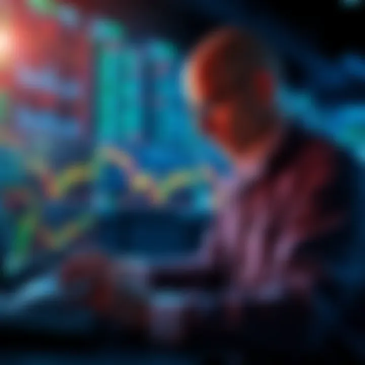 Trading Day Decisions A trader analyzing market charts and data to decide whether to trade or skip a day.