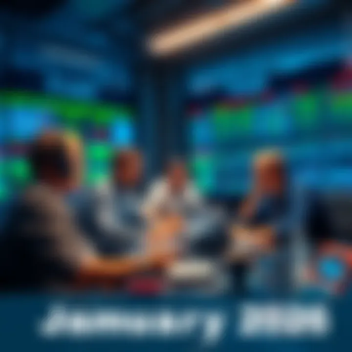 Group of traders discussing strategies and insights at a table