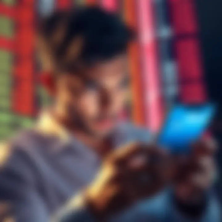 A person looking worried while checking stock prices on a smartphone. Graphs show price spikes and dips on the screen.