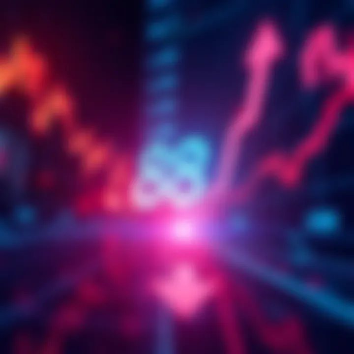 A stock market chart showing trading activity around the price point of 88, with arrows indicating upward and downward trends.