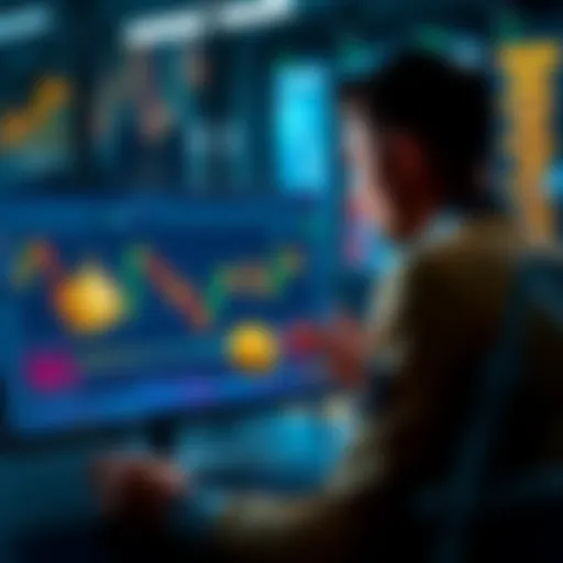 A person analyzing trading options on the BYDFi platform, with charts and tokenized gold displayed on a screen.