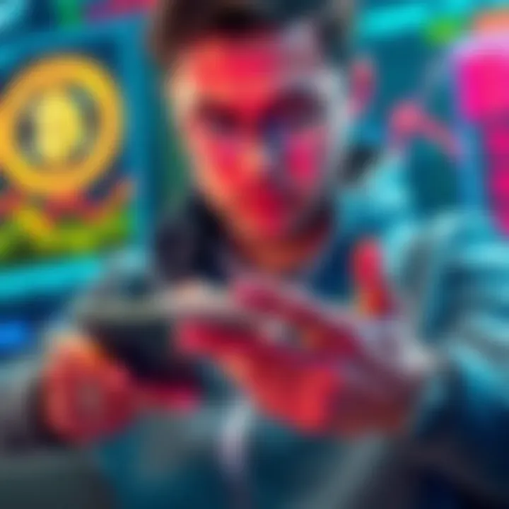 A person analyzing digital currencies on a Ledger device with ETH and USDT icons in the background