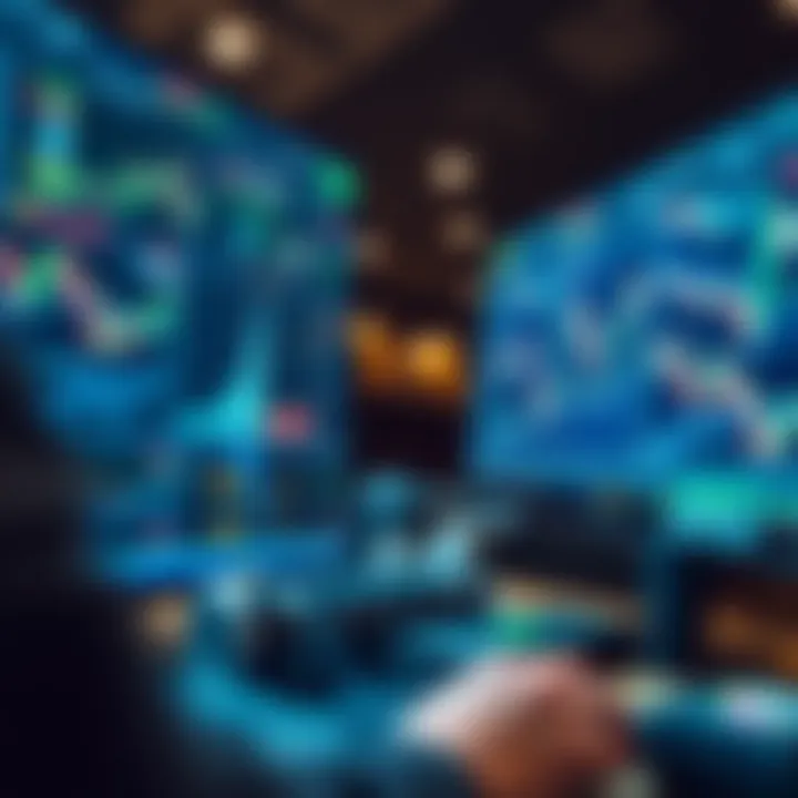 A trader analyzing small cap coins data on a computer screen with charts and graphs