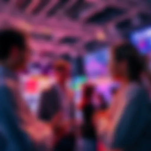 People engaging in conversation about trading strategies and technical analysis.