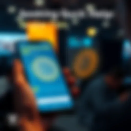 A person using a smartphone with a Bitcoin logo on the screen, looking for help to transfer funds from an exchange.