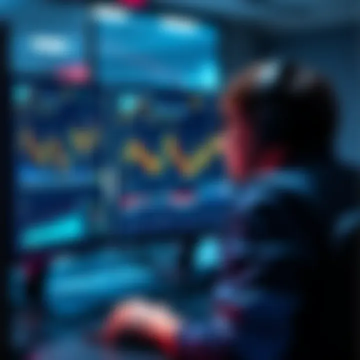 A person confidently discusses cryptocurrency, showing charts and graphs on a computer screen, representing their journey from a gambler to an expert.