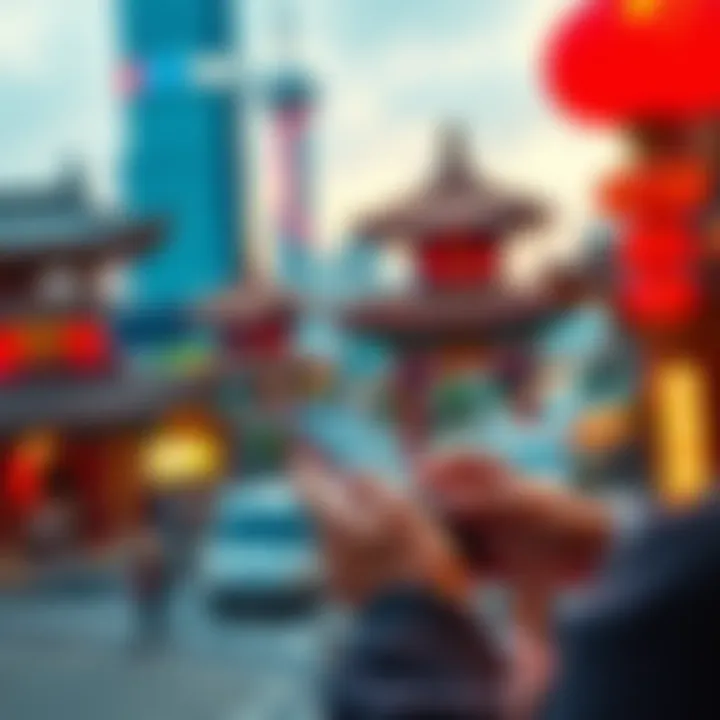 Payment apps for travel in China A person using a smartphone to access payment apps like Alipay and WeChat while exploring China