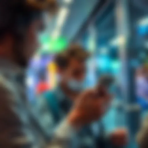 A person looking at their phone while contemplating opening a Revolut account for safer spending during travel.