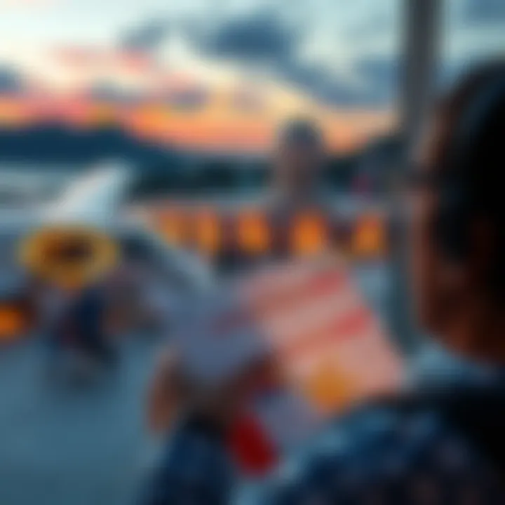 Person looking at a travel plan with flights and hotel bookings for a trip to Mexico