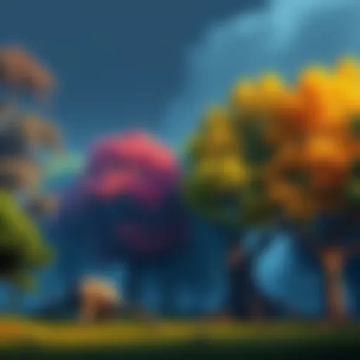 Different types of tree parcels including LPUs and legendary trees in a gaming environment.