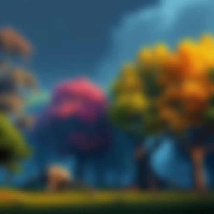 Different types of tree parcels including LPUs and legendary trees in a gaming environment.
