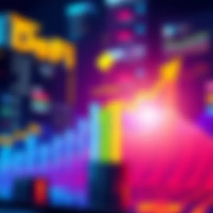 A graphic showing popular decentralized finance platforms in 2026 with symbols of rising and falling charts, illustrating investment strategies