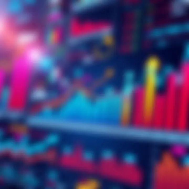 A colorful chart showing various trends and patterns in data analysis, with arrows indicating connections and relationships