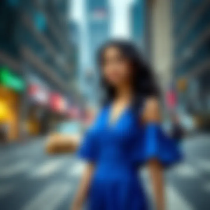 Trendy Blue Dress A young woman wearing a stylish blue dress stands confidently on a city street, showcasing the latest fashion trend for 2026.
