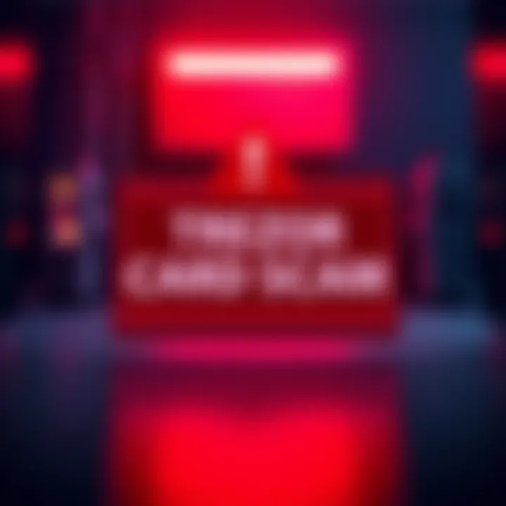 A warning graphic showing a red alert symbol with the words 'Trezor Card Scam' prominently displayed.