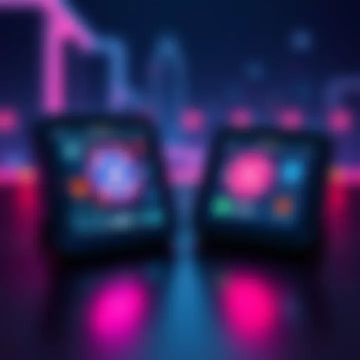 Trezor 5 and 7 hardware wallets displaying various XRP NFTs on their screens.