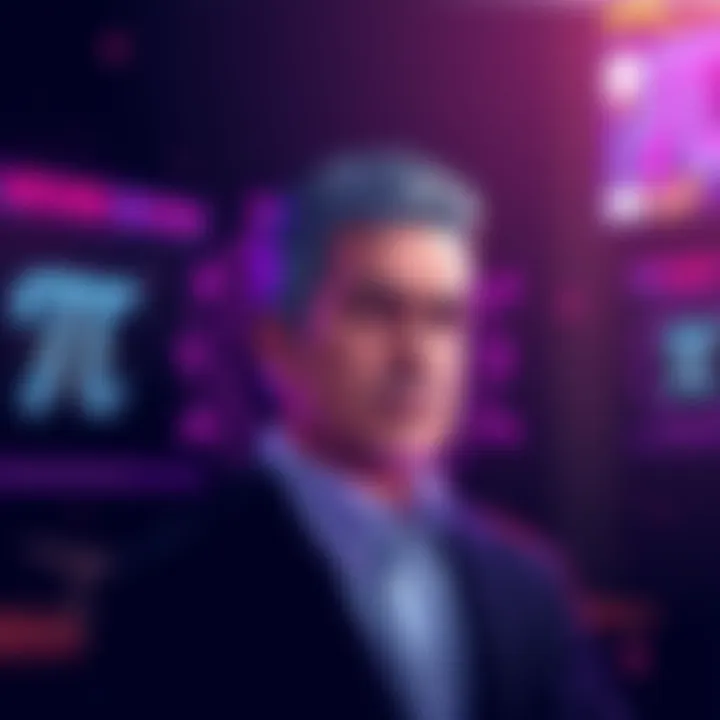 A digital illustration showing Vincent McPhillip surrounded by the Pi Network logo, symbolizing his influence and legacy in the cryptocurrency community.