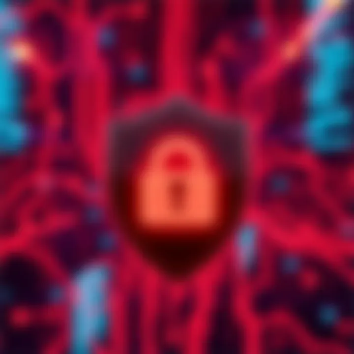 A graphic showing a shield with a lock symbol overlaid on a digital background, representing privacy concerns for Monero users amid data leak news.