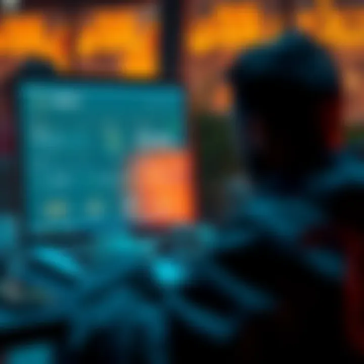 A person using a laptop to access TR.Energy for Tron energy rental services, showing a digital interface with transaction details and USDT transfers.