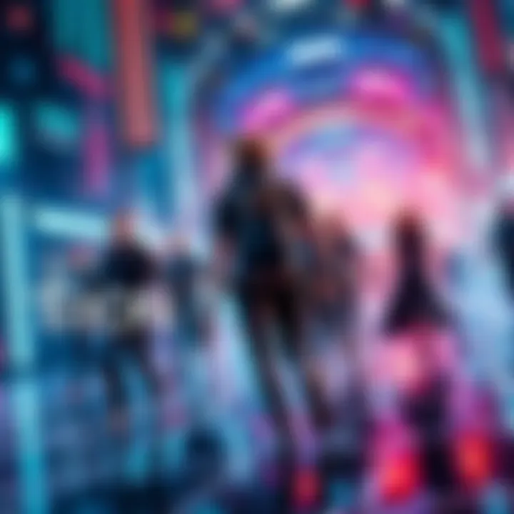 A vibrant scene from TRON: Legacy showing the digital world and characters in action